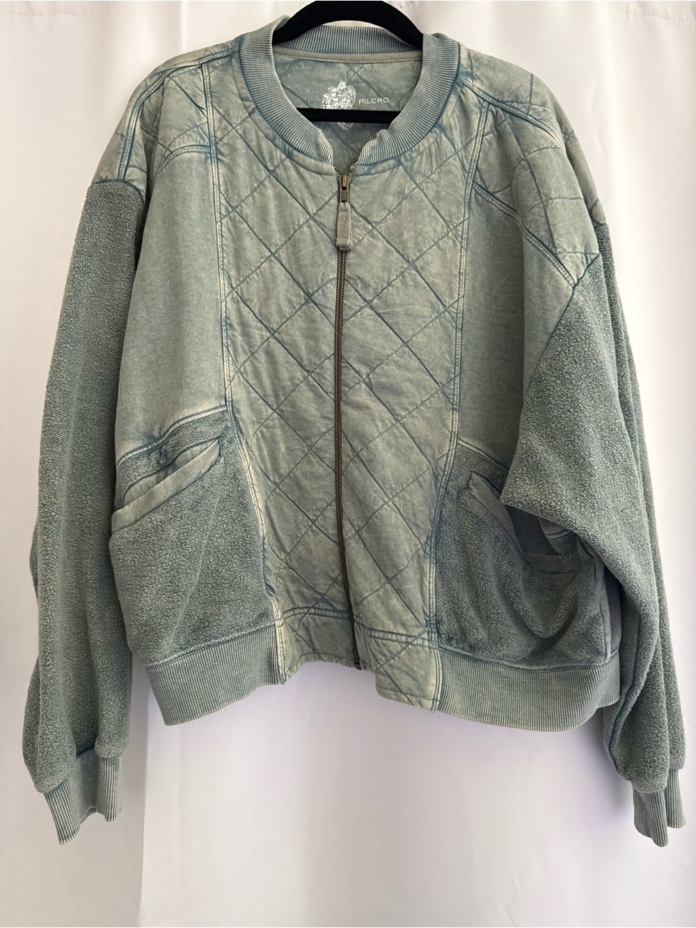 Pilcro Quilted Bomber Jacket in Sage